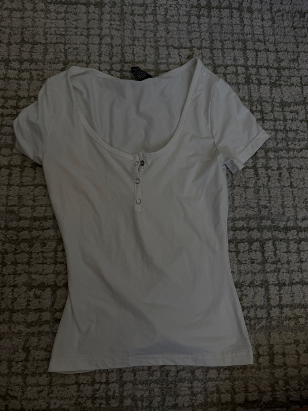 Rue21 White Scoop Neck Henley Short Sleeve Top